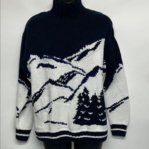 Liz Claiborne women’s  Turtleneck Sweater in Navy and White 100% cotton